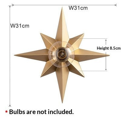 Copper star ceiling light 3D sculptural five-pointed design