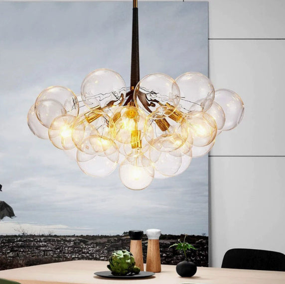 Glass bubble chandelier nordic modern light luxury transparent