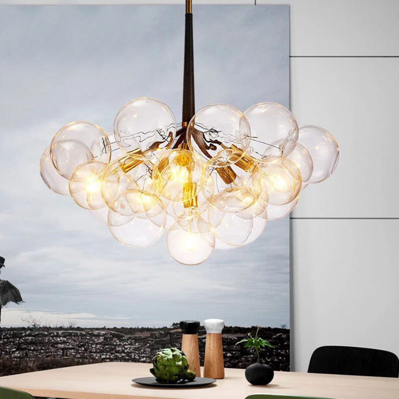 Nordic glass bubble pendant light luxury transparent modern