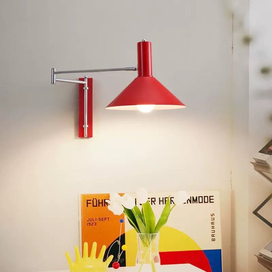 Swing arm wall sconce adjustable bedroom reading mid century
