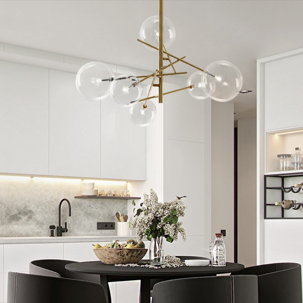 Contemporary glass chandelier multi-head statement lobby