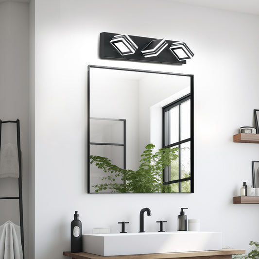 Matte black vanity light 3-light bathroom modern mirror