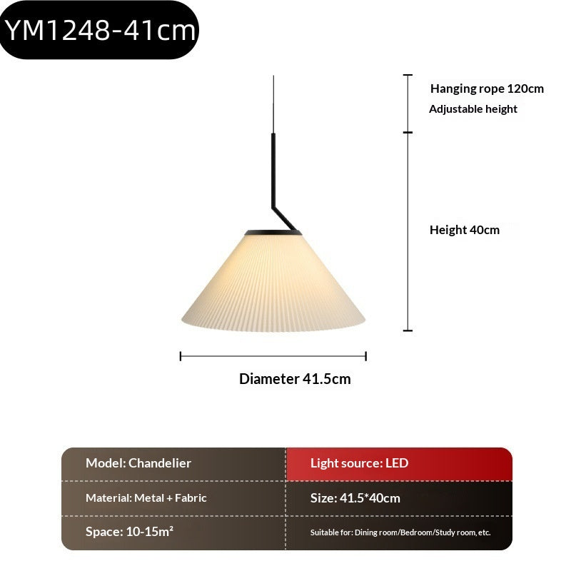 Pleated fabric chandelier cream tone retro vintage dining room